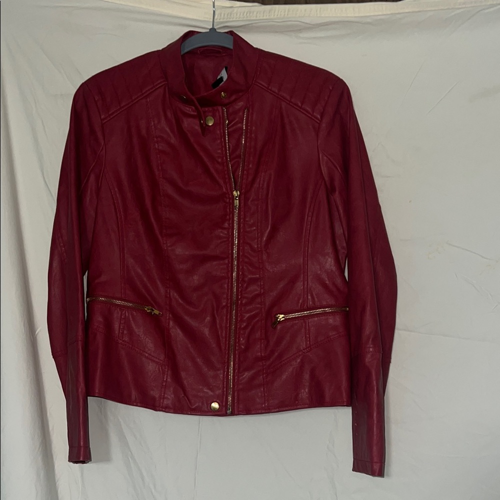 New Look Deep Red Leather Jacket